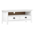 Meuble TV Moderne Simple en Pin Massif Blanc - 110 cm-Mon Meuble TV-Blanc-5