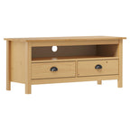Meuble TV Moderne Simple en Pin Massif Blanc - 110 cm-Mon Meuble TV-Marron-6
