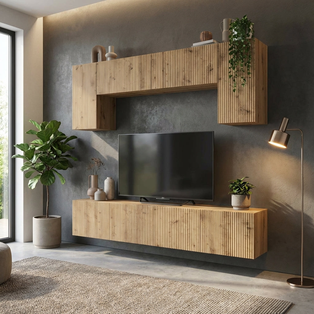 meuble-tv-mural-100-cm-effet-chene-4-pieces-decor