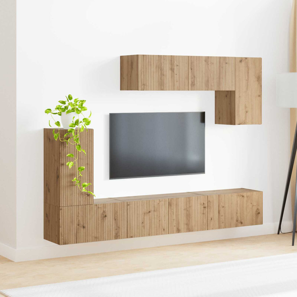 Meuble TV Mural 100 cm Effet Chêne - 4 Pièces-Mon Meuble TV-4