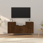 Meuble TV Mural 140 cm Effet Sonoma Gris - 3 Pièces-Mon Meuble TV-Chêne marron-3-13
