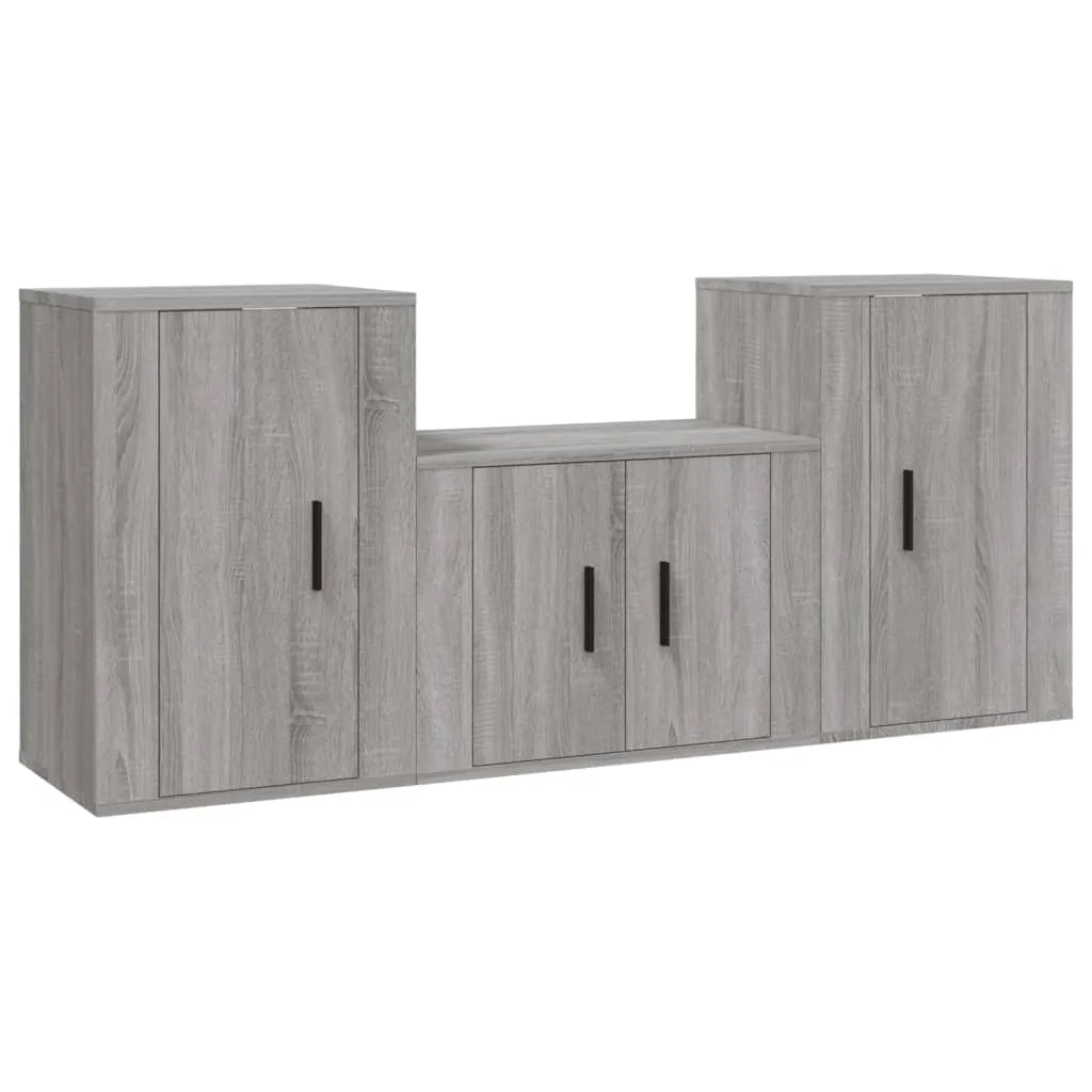 Meuble TV Mural 140 cm Effet Sonoma Gris - 3 Pièces-Mon Meuble TV-Gris béton-3-2