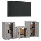 Meuble TV Mural 140 cm Effet Sonoma Gris - 3 Pièces-Mon Meuble TV-Gris béton-3-3