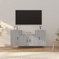 Meuble TV Mural 140 cm Effet Sonoma Gris - 3 Pièces-Mon Meuble TV-Sonoma gris-3-1