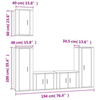 Meuble TV Mural 180 cm Effet Chêne - 5 Pièces-Mon Meuble TV-Chêne sonoma-5-8