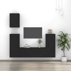 Meuble TV Mural 180 cm Effet Chêne - 5 Pièces-Mon Meuble TV-Noir-5-13