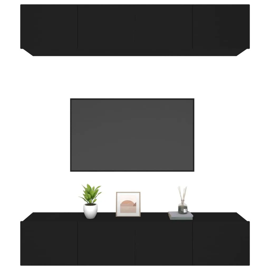 Meuble TV Mural 80 cm Noir - 4 Pièces-Mon Meuble TV-Noir-80 cm-1