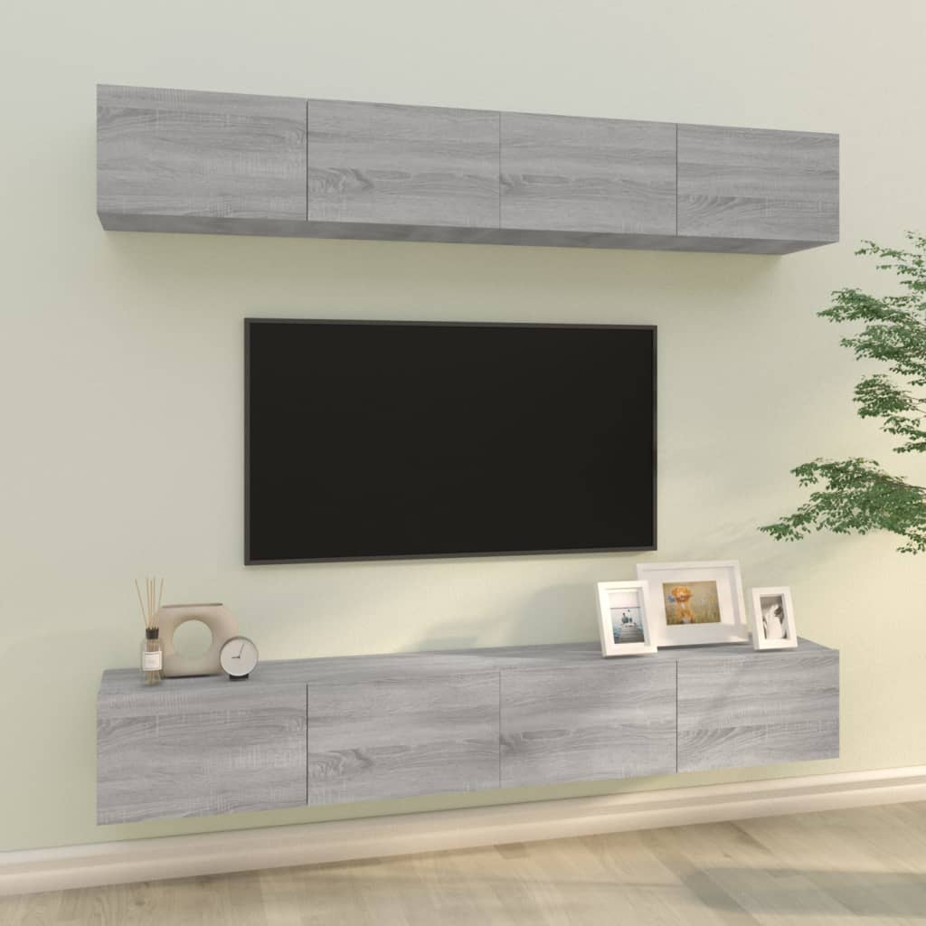 Meuble TV Mural 80 cm Noir - 4 Pièces-Mon Meuble TV-Sonoma gris-100 cm-23