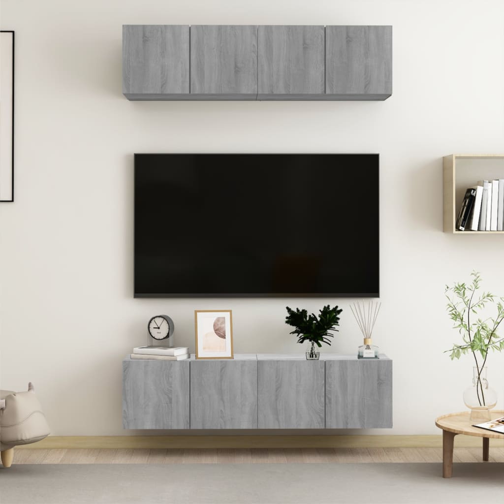 Meuble TV Mural 80 cm Noir - 4 Pièces-Mon Meuble TV-Sonoma gris-60 cm-25