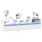 Meuble TV Mural à LED Effet Chêne - 80 cm-Mon Meuble TV-Blanc-180 cm-17