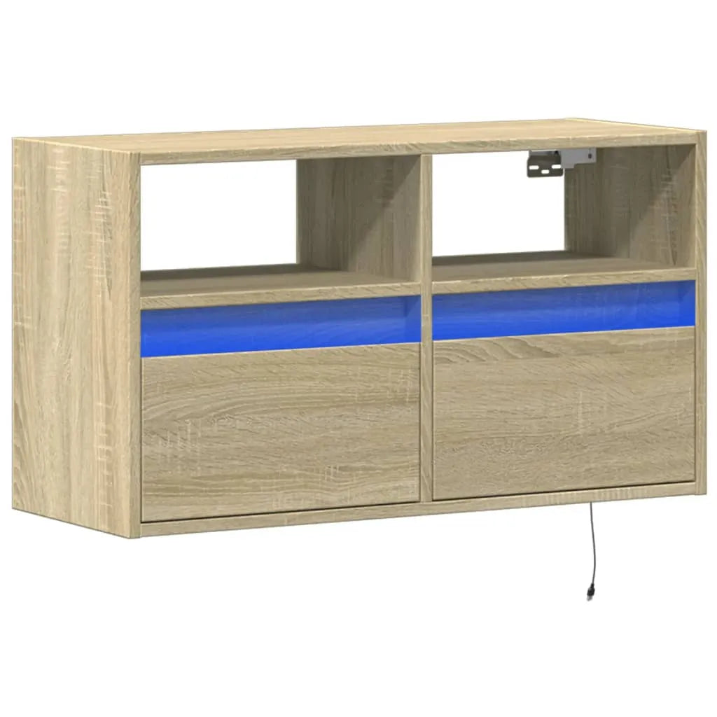 Meuble TV Mural à LED Effet Chêne - 80 cm-Mon Meuble TV-Chêne sonoma-41 cm-1