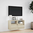 Meuble TV Mural à LED Effet Chêne - 80 cm-Mon Meuble TV-Chêne sonoma-41 cm-4