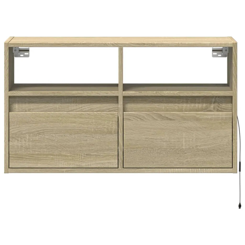 Meuble TV Mural à LED Effet Chêne - 80 cm-Mon Meuble TV-Chêne sonoma-41 cm-6