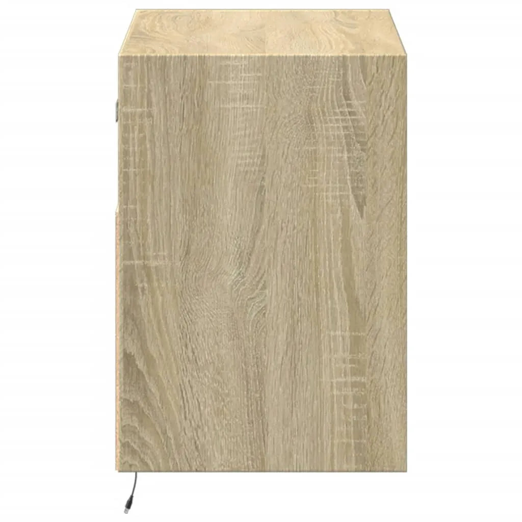 Meuble TV Mural à LED Effet Chêne - 80 cm-Mon Meuble TV-Chêne sonoma-41 cm-7