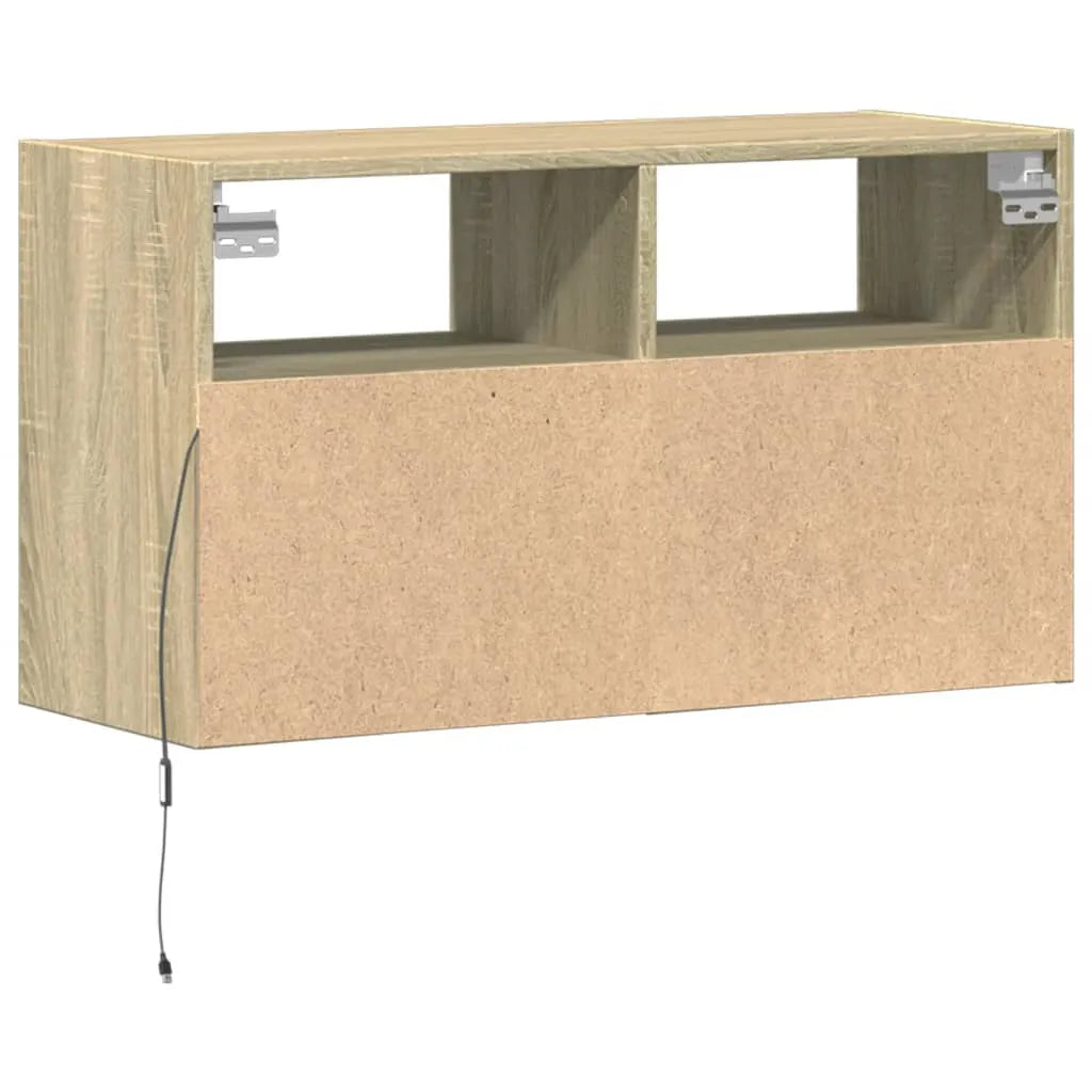 Meuble TV Mural à LED Effet Chêne - 80 cm-Mon Meuble TV-Chêne sonoma-41 cm-8