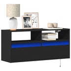 Meuble TV Mural à LED Effet Chêne - 80 cm-Mon Meuble TV-Noir-100 cm-21