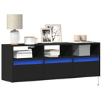 Meuble TV Mural à LED Effet Chêne - 80 cm-Mon Meuble TV-Noir-130 cm-30