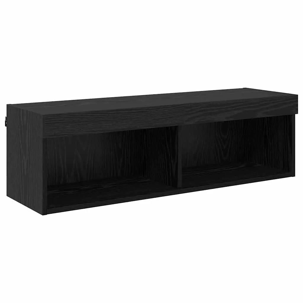 Meuble TV Mural avec LED Effet Chêne Noir - 100 cm-Mon Meuble TV-1