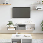 Meuble TV Mural avec Rangement en Bois - 120 cm-Mon Meuble TV-Blanc-120 cm-12