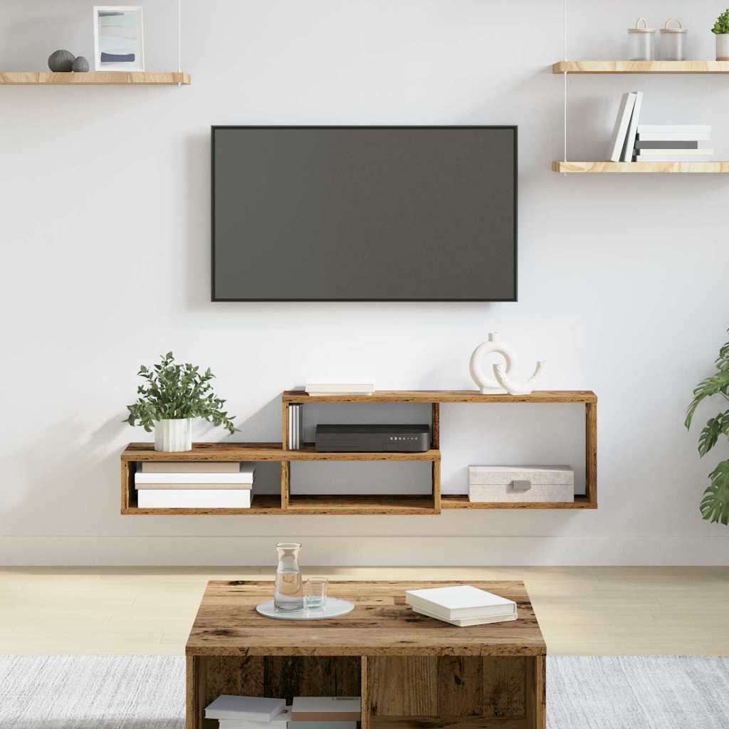 Meuble TV Mural avec Rangement en Bois - 120 cm-Mon Meuble TV-Bois ancien-120 cm-2