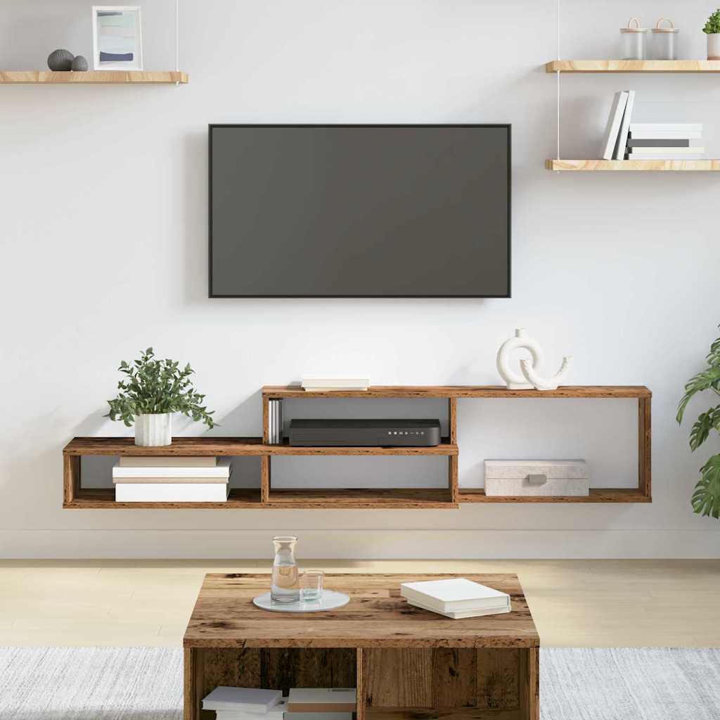 Meuble TV Mural avec Rangement en Bois - 120 cm-Mon Meuble TV-Bois ancien-150 cm-25