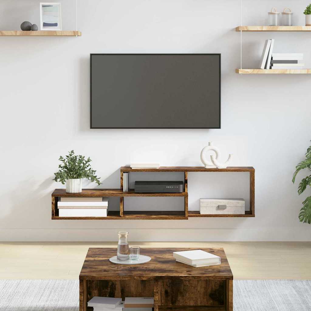 Meuble TV Mural avec Rangement en Bois - 120 cm-Mon Meuble TV-Chêne fumé-120 cm-16