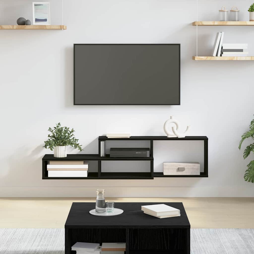 Meuble TV Mural avec Rangement en Bois - 120 cm-Mon Meuble TV-Chêne noir-120 cm-13