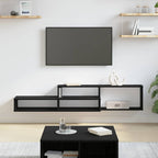 Meuble TV Mural avec Rangement en Bois - 120 cm-Mon Meuble TV-Chêne noir-150 cm-20