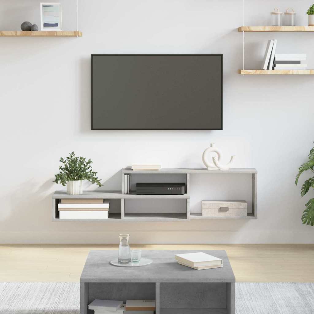 Meuble TV Mural avec Rangement en Bois - 120 cm-Mon Meuble TV-Gris béton-120 cm-15