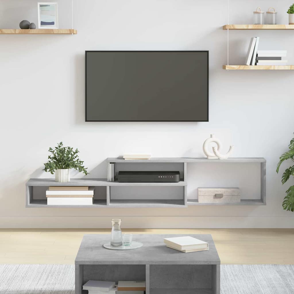 Meuble TV Mural avec Rangement en Bois - 120 cm-Mon Meuble TV-Gris béton-150 cm-22