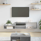 Meuble TV Mural avec Rangement en Bois - 120 cm-Mon Meuble TV-Gris béton-150 cm-22