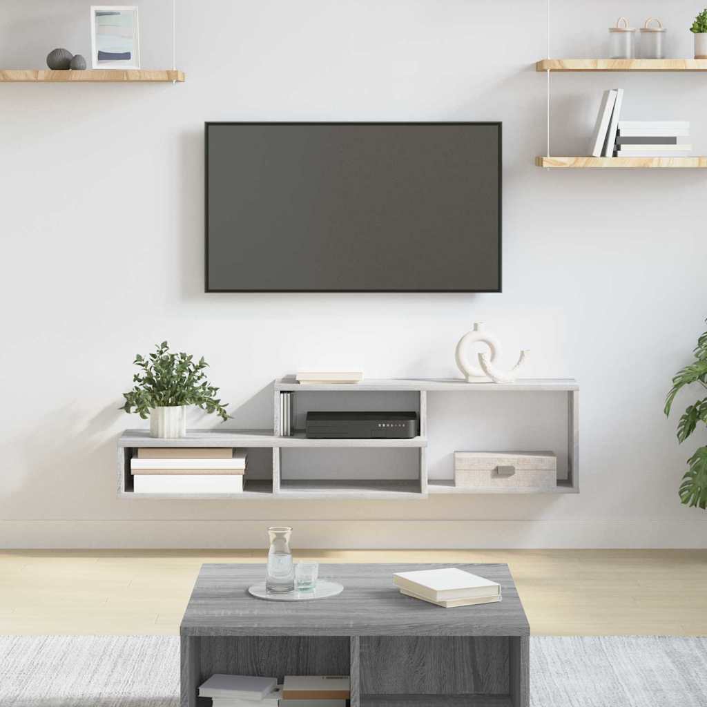 Meuble TV Mural avec Rangement en Bois - 120 cm-Mon Meuble TV-Sonoma gris-120 cm-17
