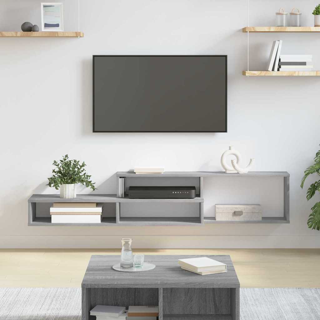 Meuble TV Mural avec Rangement en Bois - 120 cm-Mon Meuble TV-Sonoma gris-150 cm-24