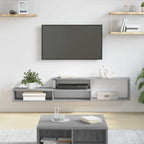 Meuble TV Mural avec Rangement en Bois - 120 cm-Mon Meuble TV-Sonoma gris-150 cm-24