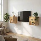 meuble-tv-mural-beige-effet-chene-2-pieces-decor