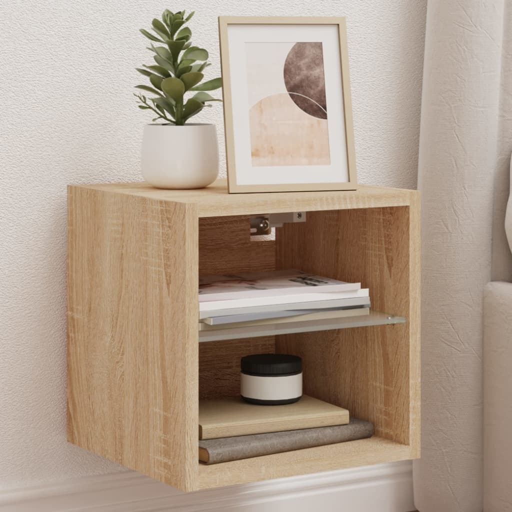 Meuble TV Mural Beige Effet Chêne - 2 Pièces-Mon Meuble TV-30 cm-30 cm-1-13