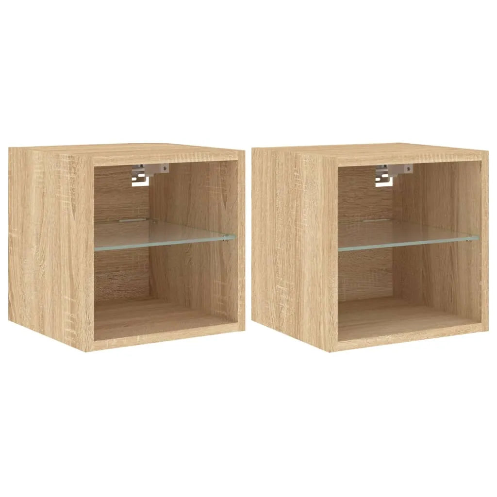 Meuble TV Mural Beige Effet Chêne - 2 Pièces-Mon Meuble TV-30 cm-30 cm-1-2