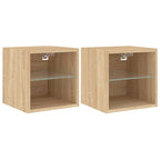 Meuble TV Mural Beige Effet Chêne - 2 Pièces-Mon Meuble TV-30 cm-30 cm-1-2