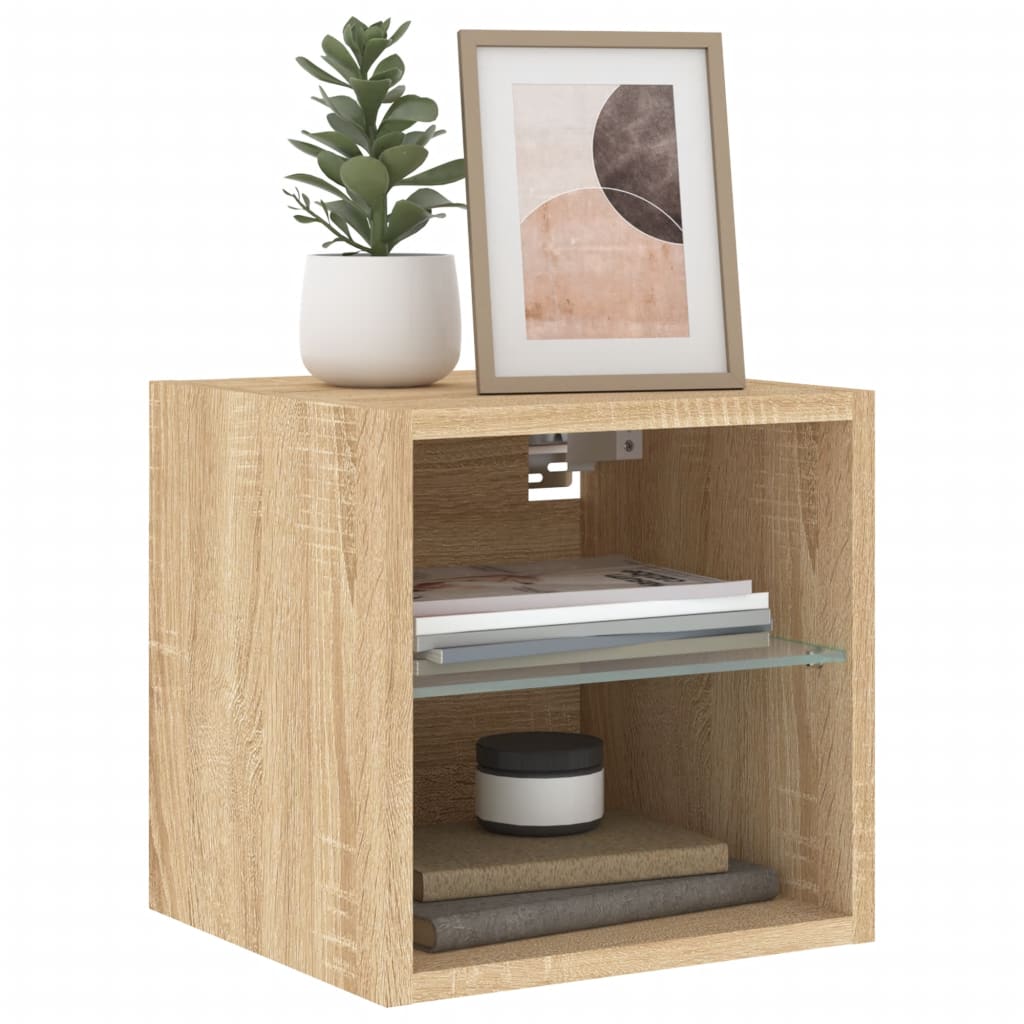 Meuble TV Mural Beige Effet Chêne - 2 Pièces-Mon Meuble TV-30 cm-30 cm-1-6