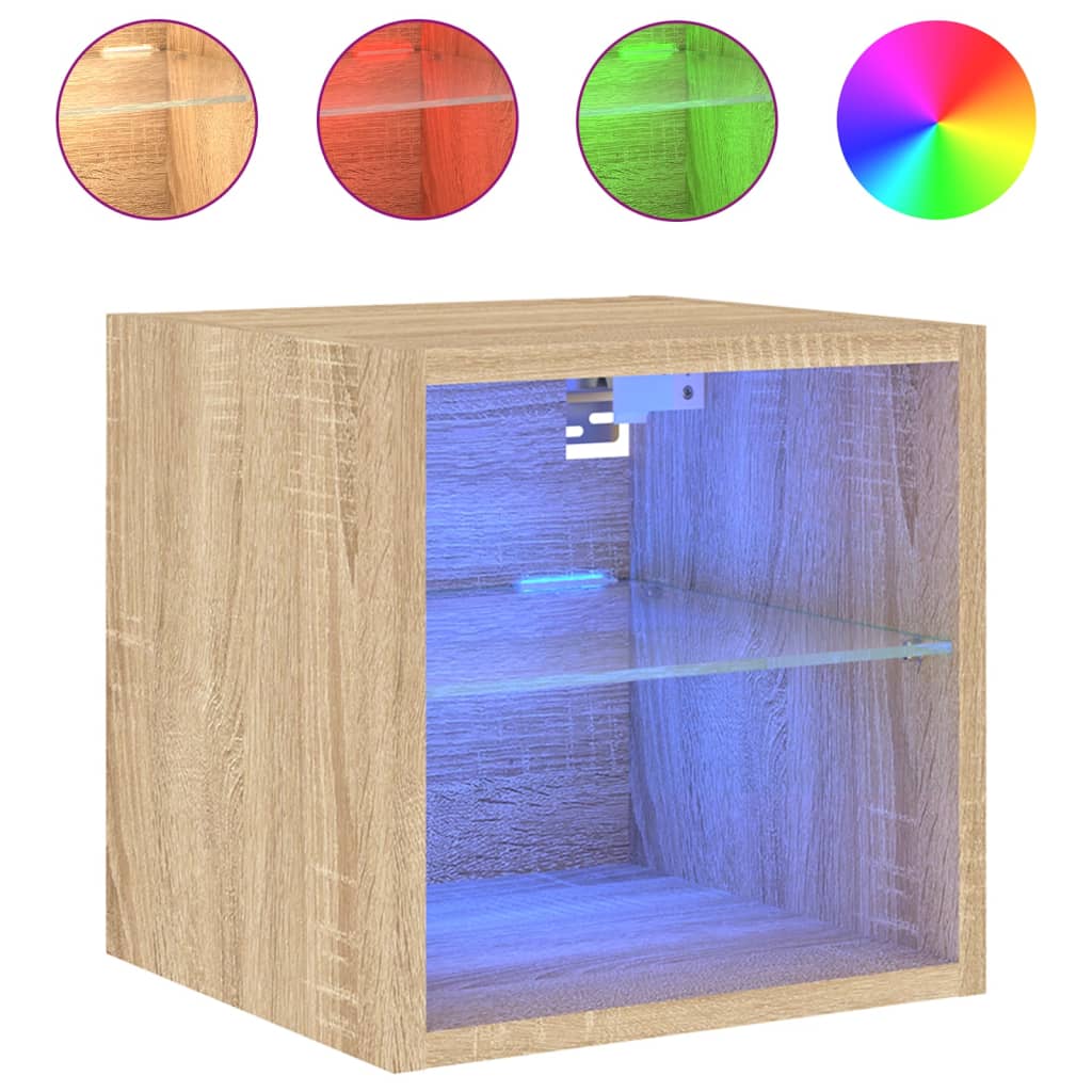 Meuble TV Mural Beige Effet Chêne - 2 Pièces-Mon Meuble TV-30 cm-30 cm-1-7