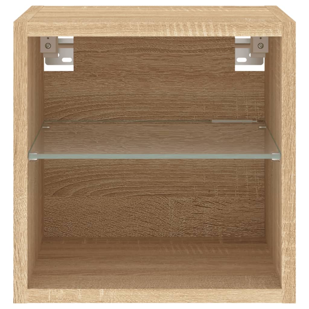 Meuble TV Mural Beige Effet Chêne - 2 Pièces-Mon Meuble TV-30 cm-30 cm-1-9