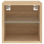 Meuble TV Mural Beige Effet Chêne - 2 Pièces-Mon Meuble TV-30 cm-30 cm-1-9