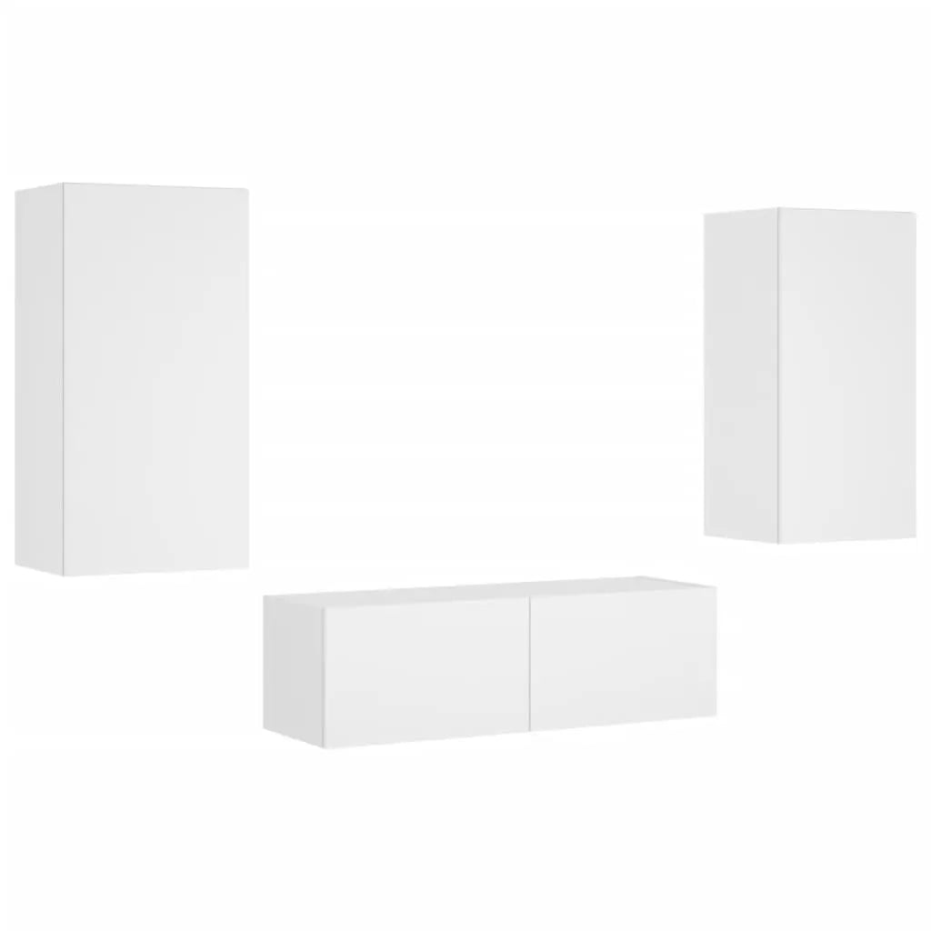 Meuble TV Mural Blanc avec LED - 3 Pièces-Mon Meuble TV-Chêne fumé-1-3
