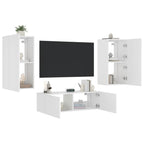 Meuble TV Mural Blanc avec LED - 3 Pièces-Mon Meuble TV-Chêne fumé-1-5