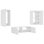Meuble TV Mural Blanc avec LED - 3 Pièces-Mon Meuble TV-Chêne fumé-1-6