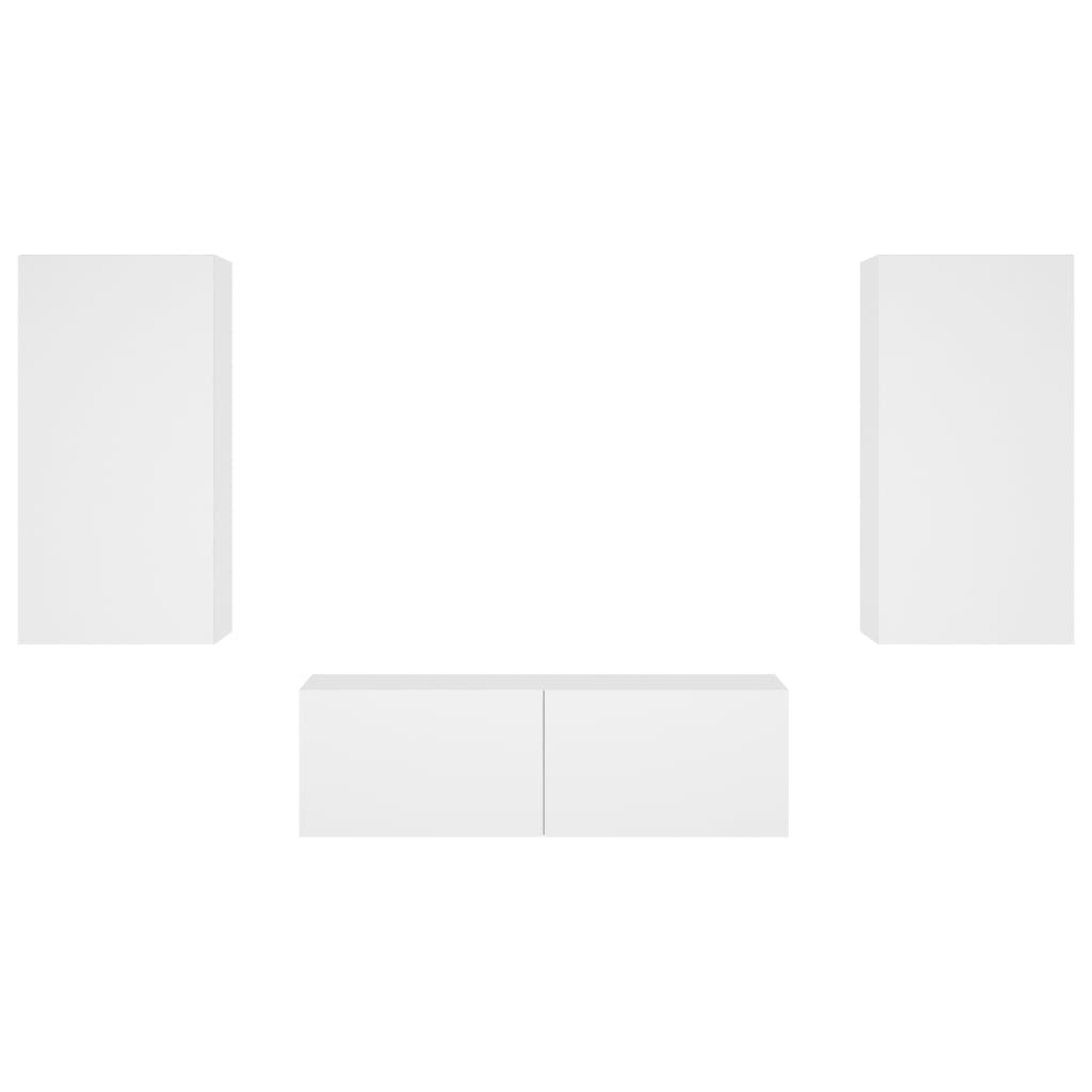 Meuble TV Mural Blanc avec LED - 3 Pièces-Mon Meuble TV-Chêne fumé-1-7