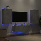 Meuble TV Mural Blanc avec LED - 3 Pièces-Mon Meuble TV-Gris béton-1-14