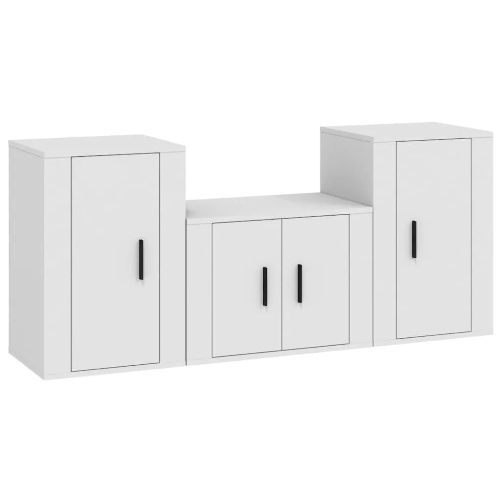 Meuble TV Mural Blanc et Bois - 140 cm-Mon Meuble TV-Blanc-1