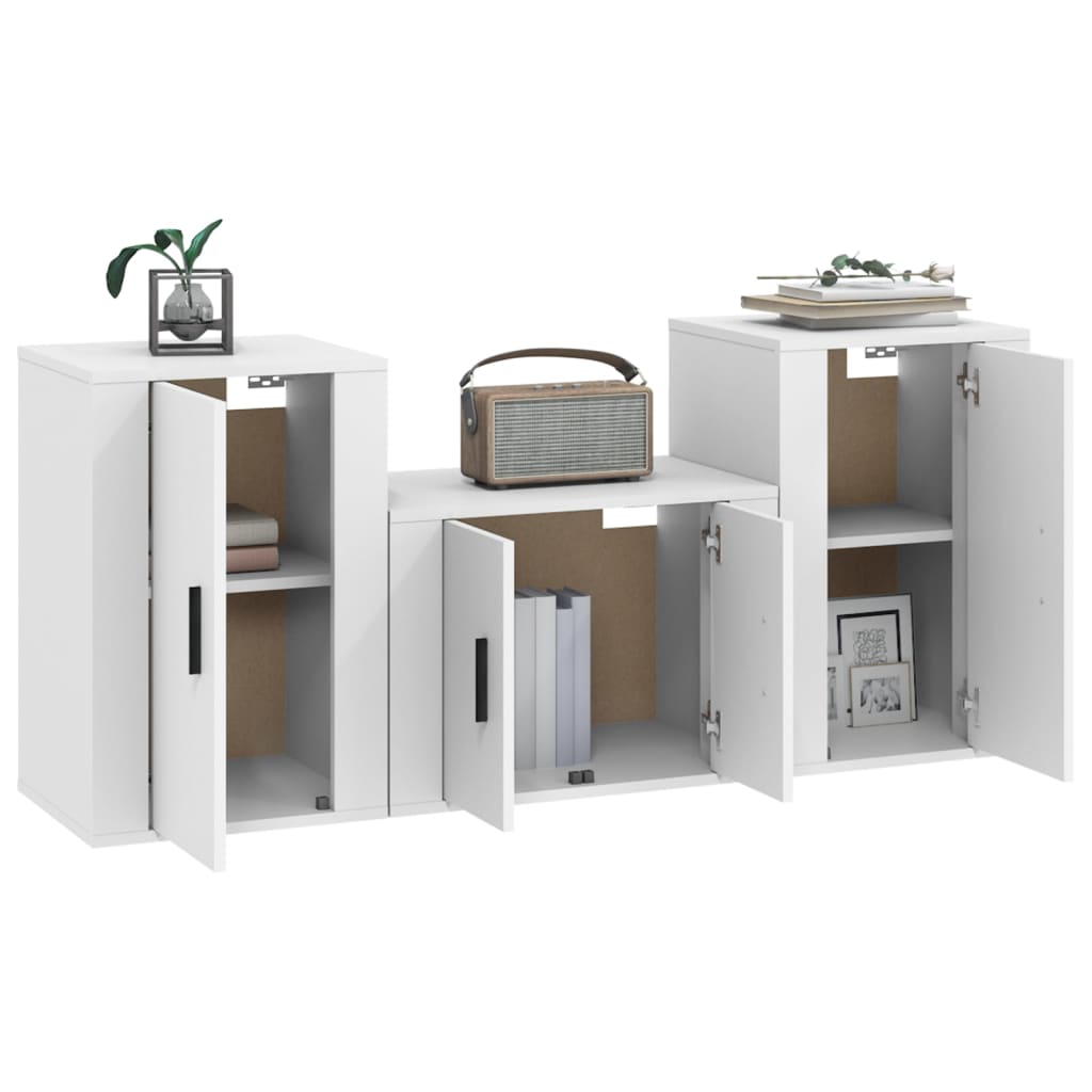 Meuble TV Mural Blanc et Bois - 140 cm-Mon Meuble TV-Blanc-3