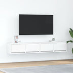 Meuble TV Mural Blanc et Bois Effet Chêne - 2 Pièces-Mon Meuble TV-Blanc-80 x 31 x 25.5 cm-2-45